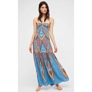 Free People Mojave Maxi Dress Blue Combo Size Small